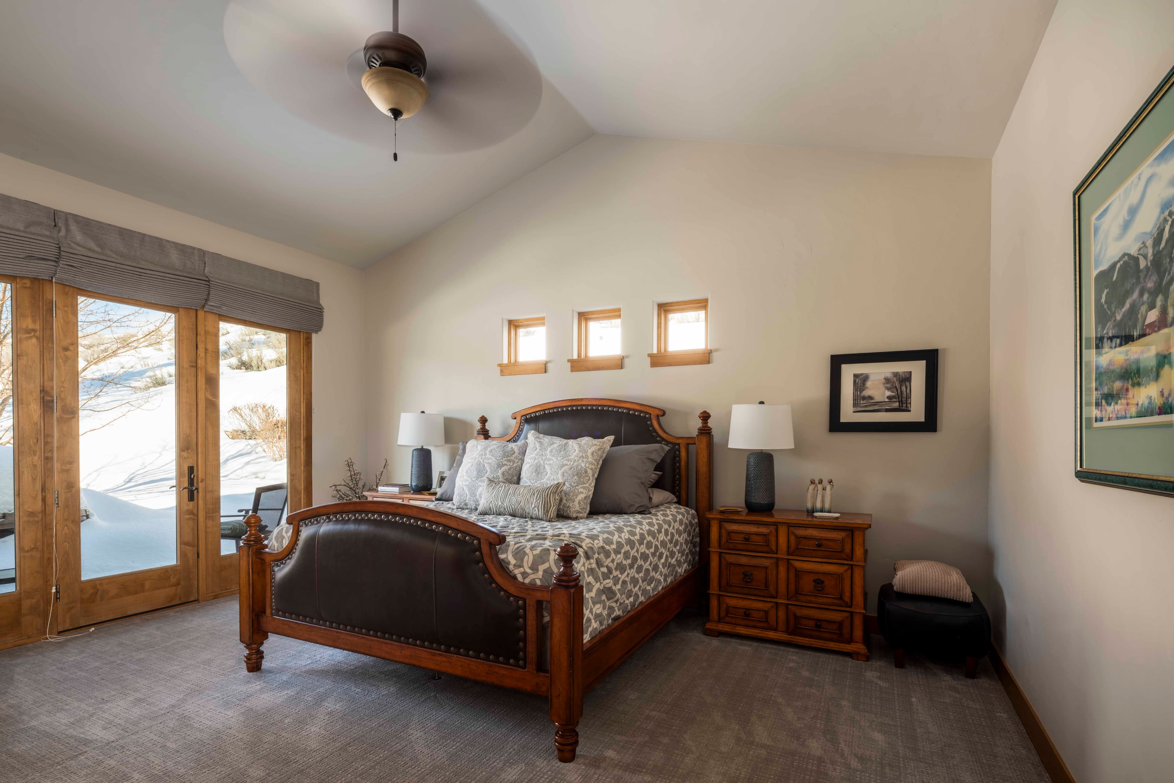 Spacious and bright, the primary is the perfect area to unwind after a long day on the slopes